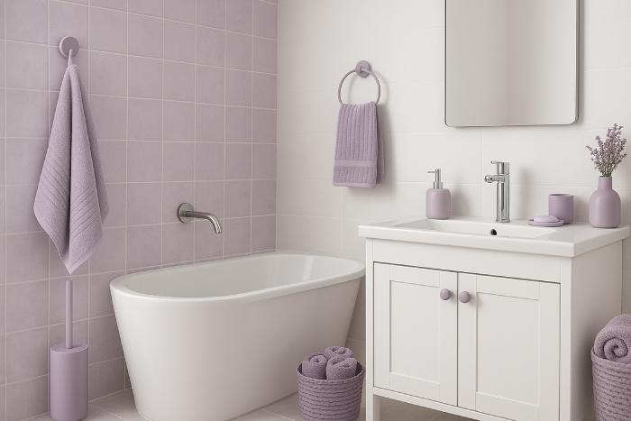 طراحی سرویس بهداشتی و حمام با اکسسوری‌های یاسی