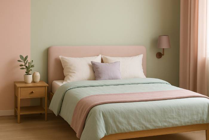 رنگ‌های پاستیلی در اتاق خواب