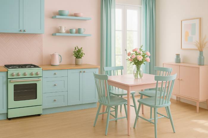 استفاده از متریال‌های طبیعی در کنار پالت پاستیلی