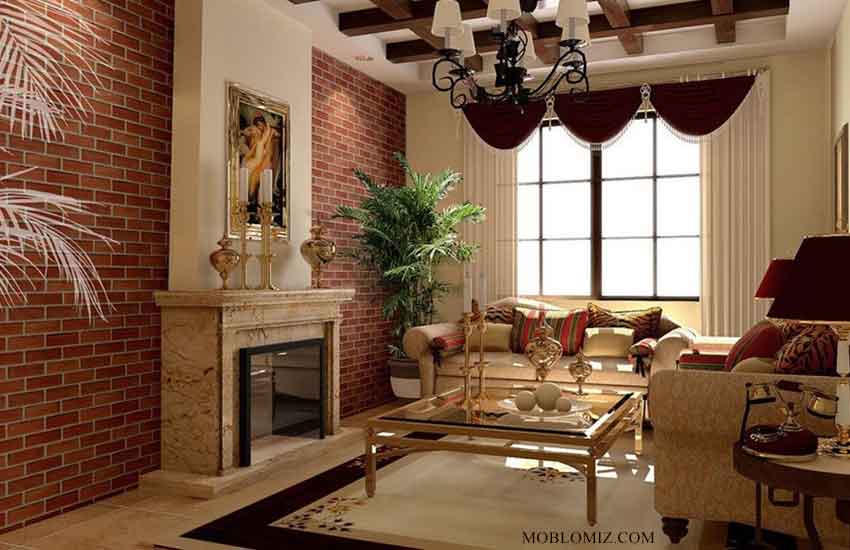 استفاده از دیوار آجری در پذیرایی