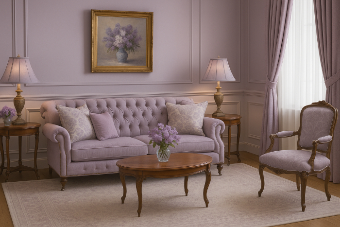  دکوراسیون کلاسیک و لاکچری با تم یاسی