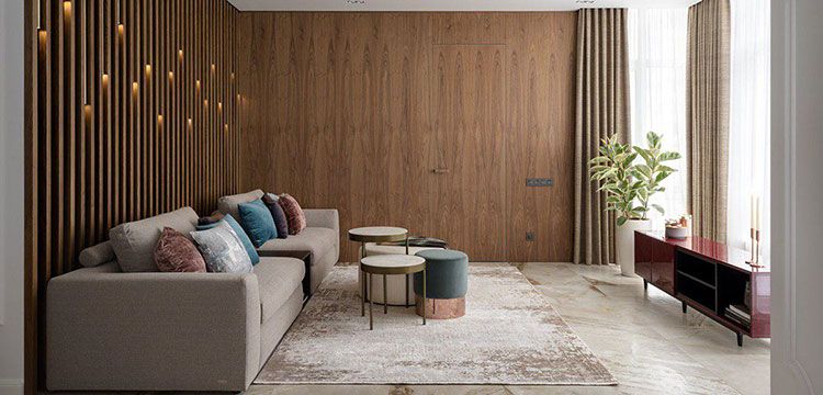 دیوار چوبی برای اتاق پذیرایی