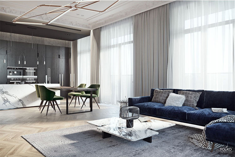 تضاد رنگی و میز نهارخوری مدرن