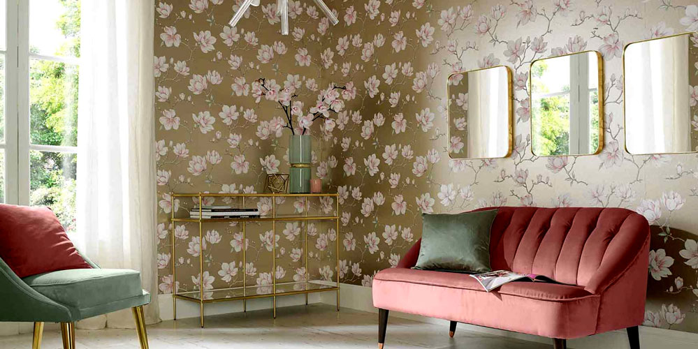 ترکیب کاغذ دیواری و آینه کاری