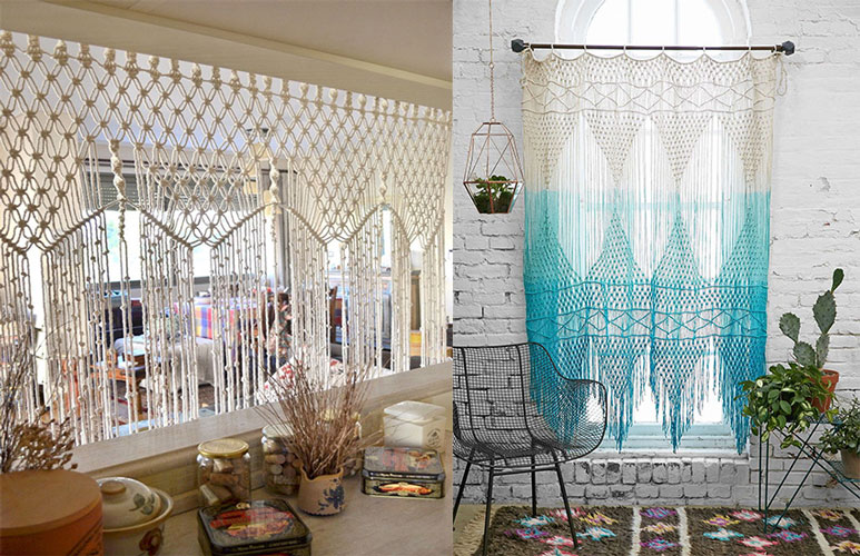 پرده قلاب بافی شده و چیدمانی ترکی