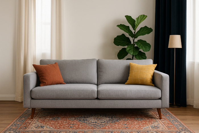 مبل طوسی و انتخاب رنگ پرده