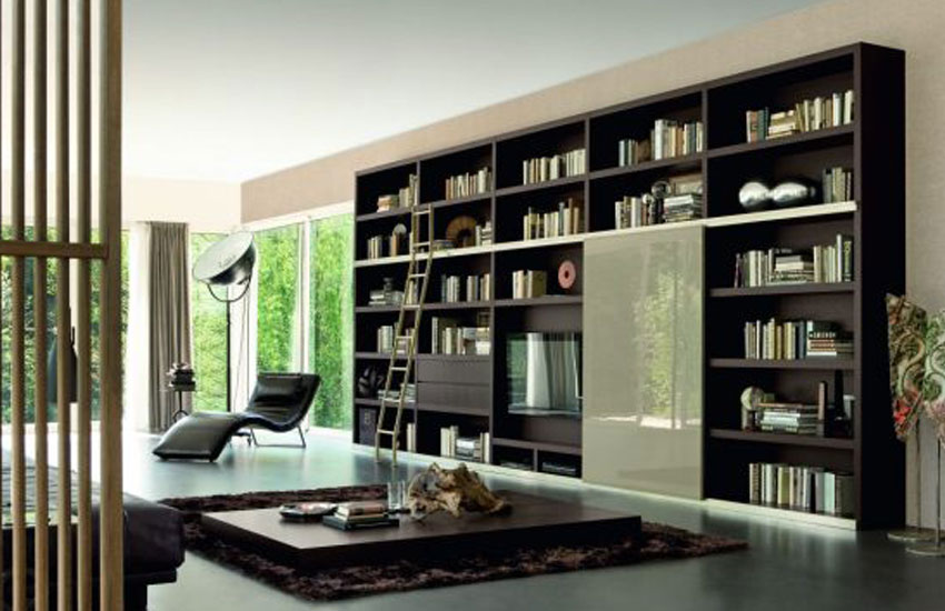  کتابخانه دیواری ساده مشکی