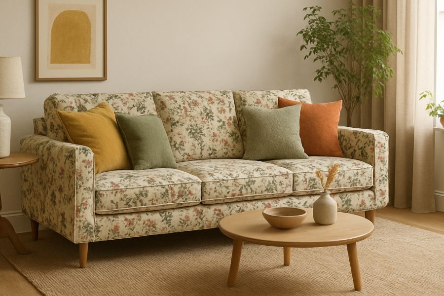 ترکیب مبل راحتی با متریال طبیعی